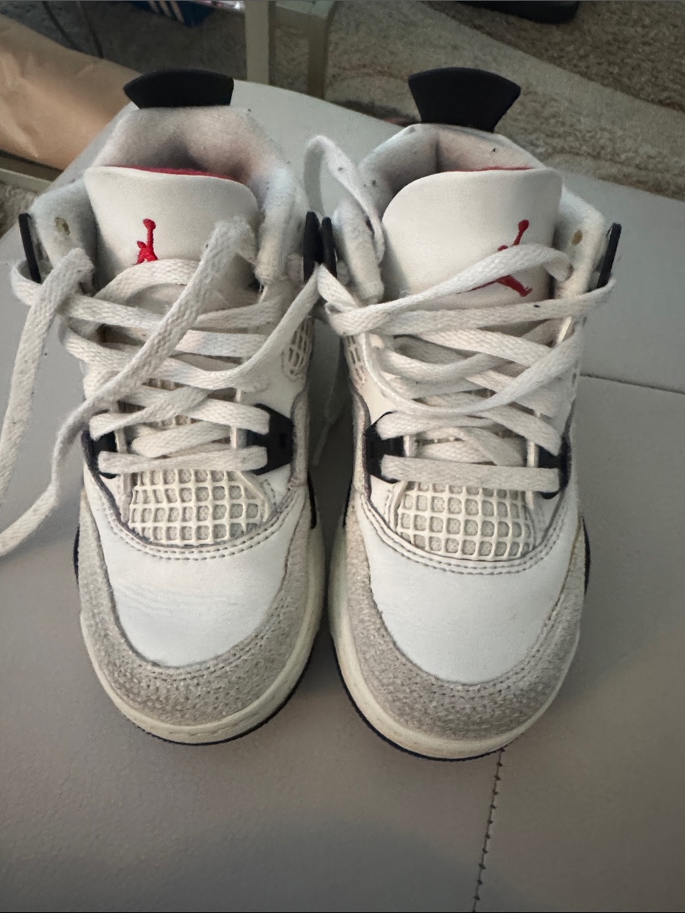 Jordan Kids White and Red High-Top Sneakers